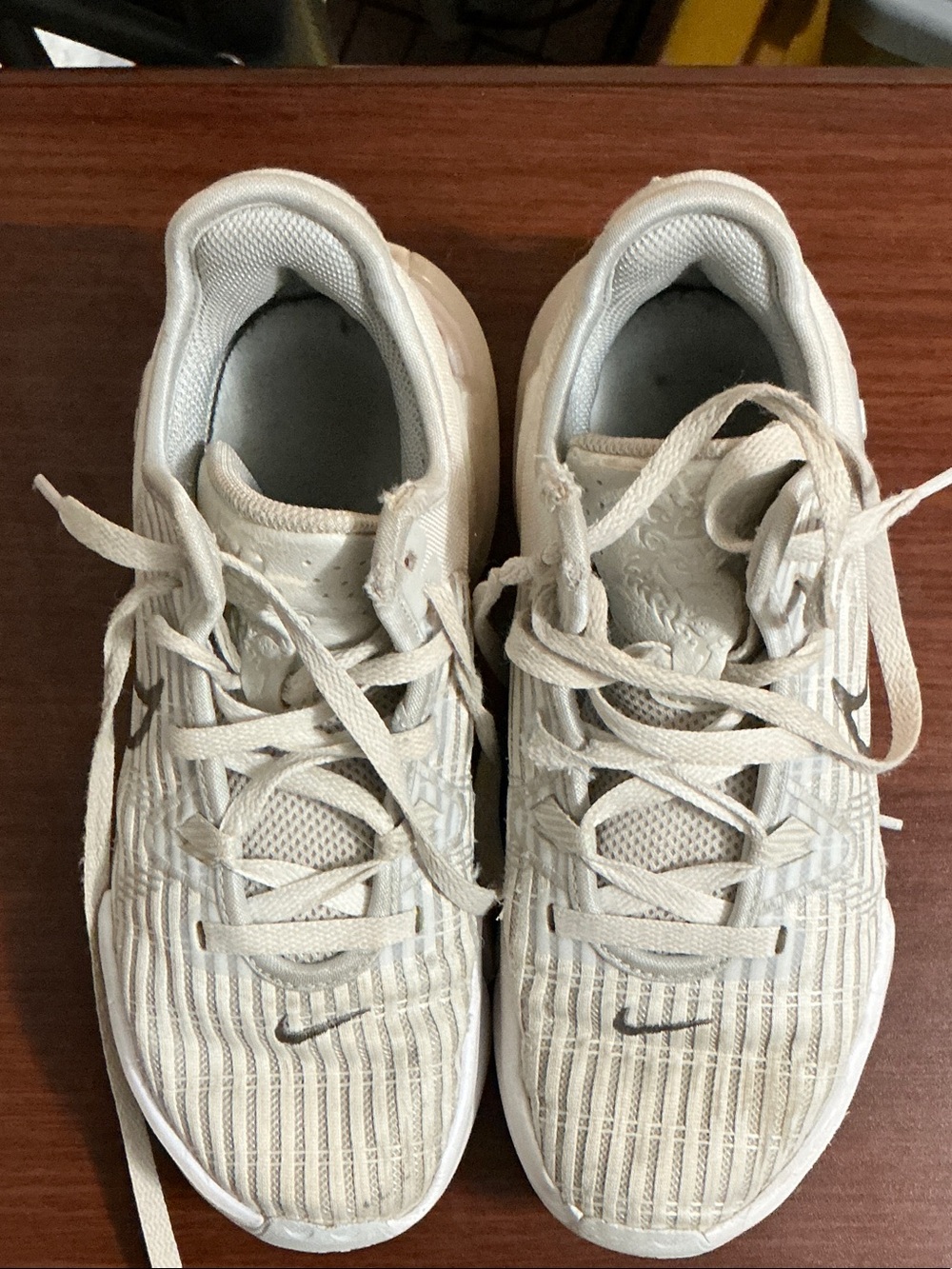 Nike Cream/White Lace-Up Athletic Sneakers